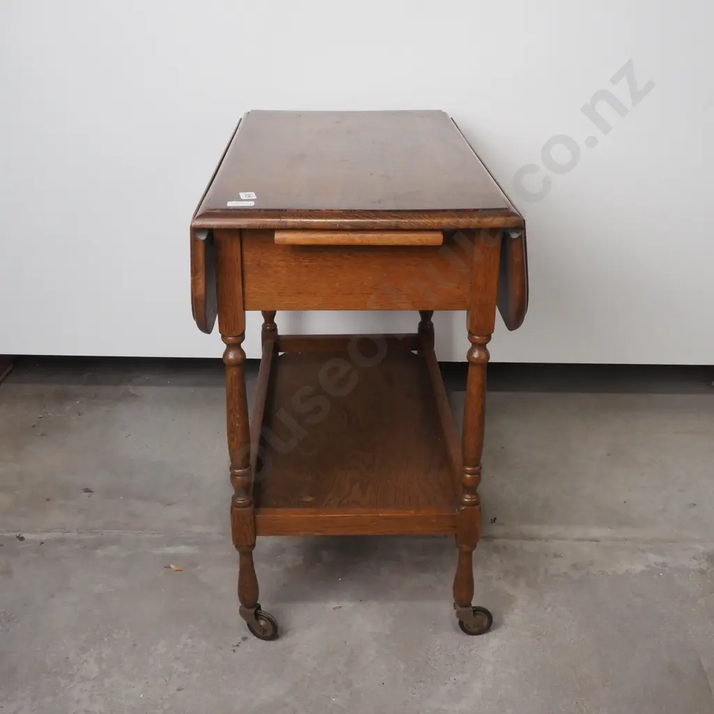 Vintage Oak Two Tier Tea Trolley Image 1++