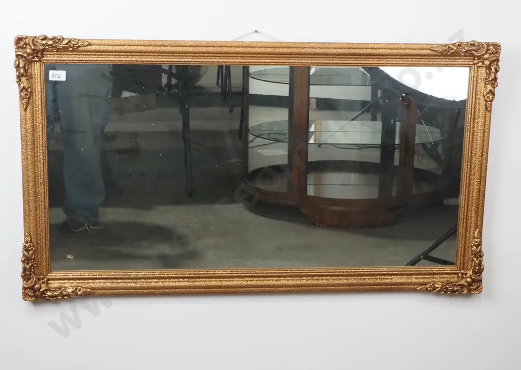 Vintage Gilt Mirror w Embossed Frame Image 1++