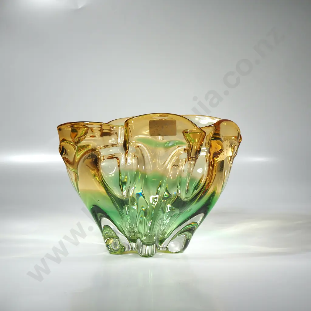 Mid Century Japanese Free Form  Art Glass Vase Image 1++