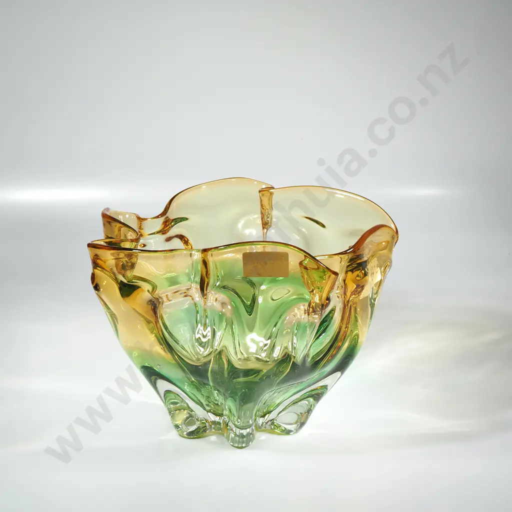 Mid Century Japanese Free Form  Art Glass Vase Image 1++