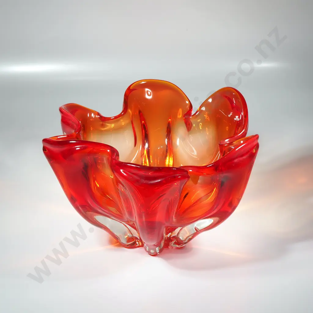 Mid Century Japanese Hineri Art Glass Large Bowl Image 1++