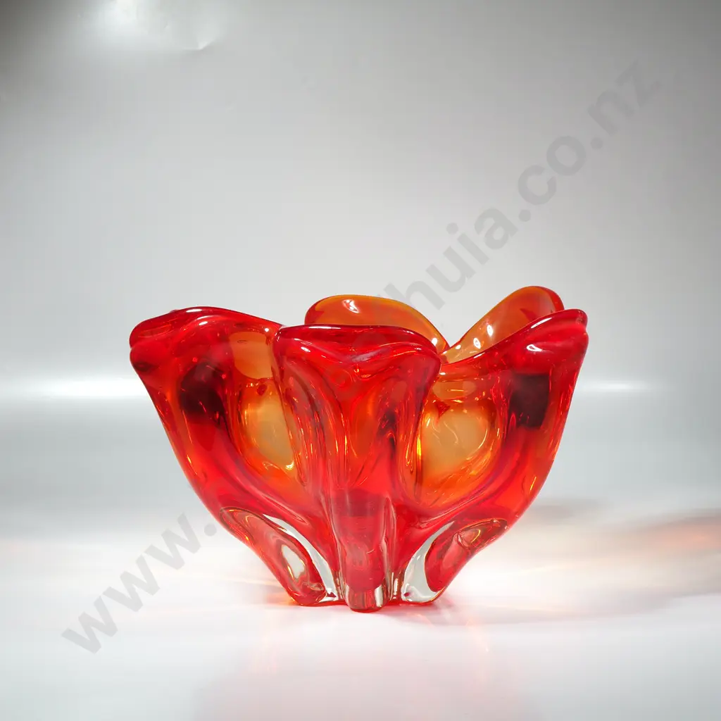 Mid Century Japanese Hineri Art Glass Large Bowl Image 1++