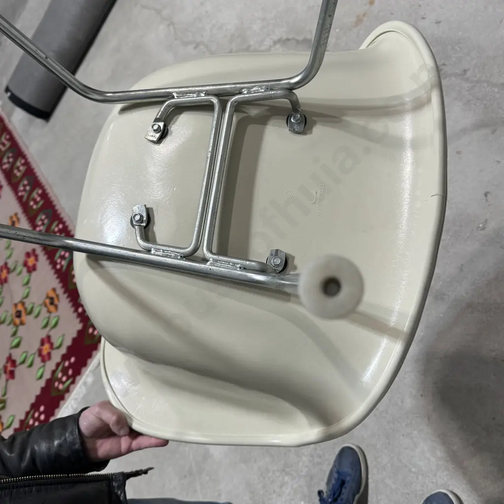 Vintage Eames DAX Armchair for Herman Miller w Brown Upholstered Fibreglass Shell & H Shoed Legs Image 1++