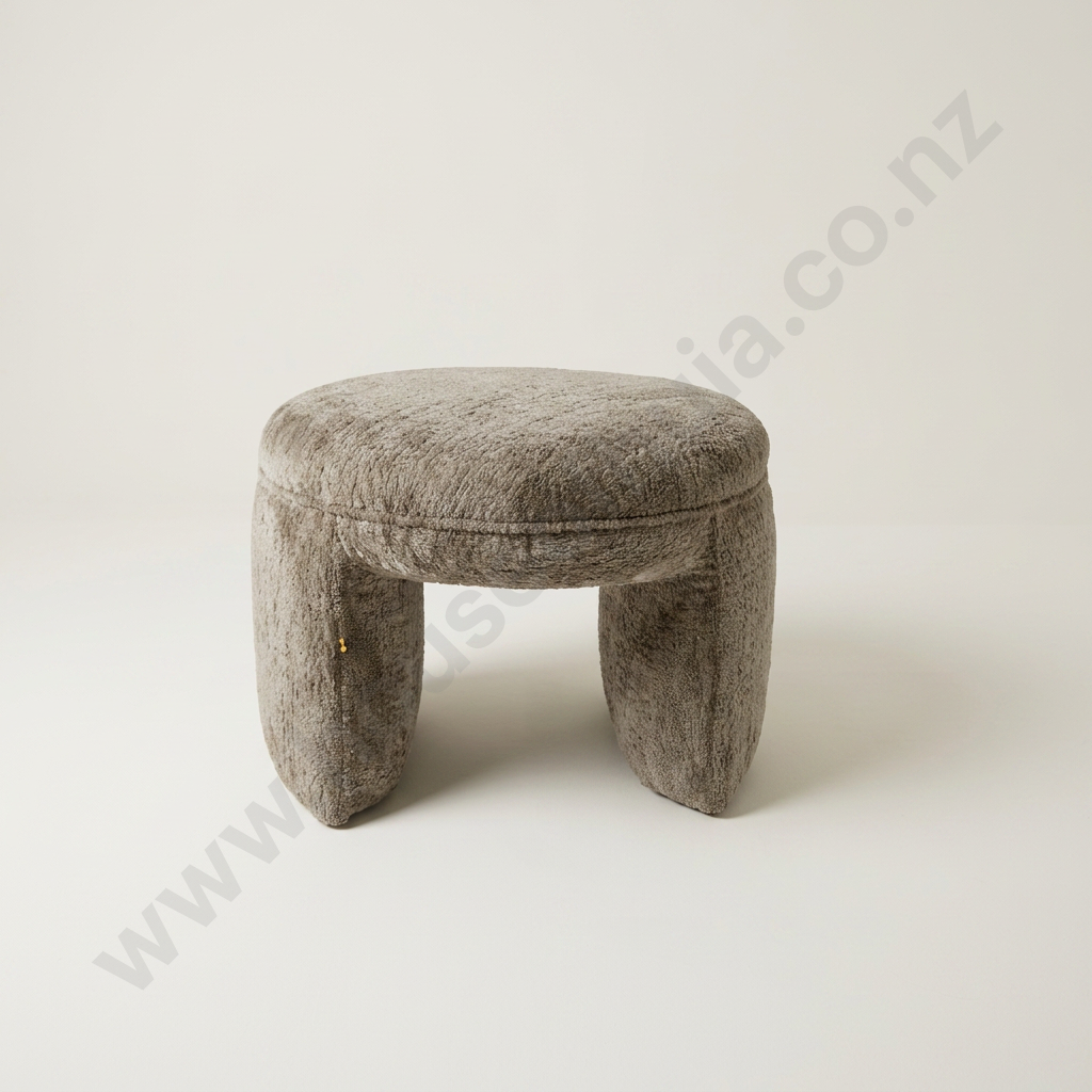 Bolo Stool in Mushroom Grey - Beige, Polyester  Fabric Image 1++
