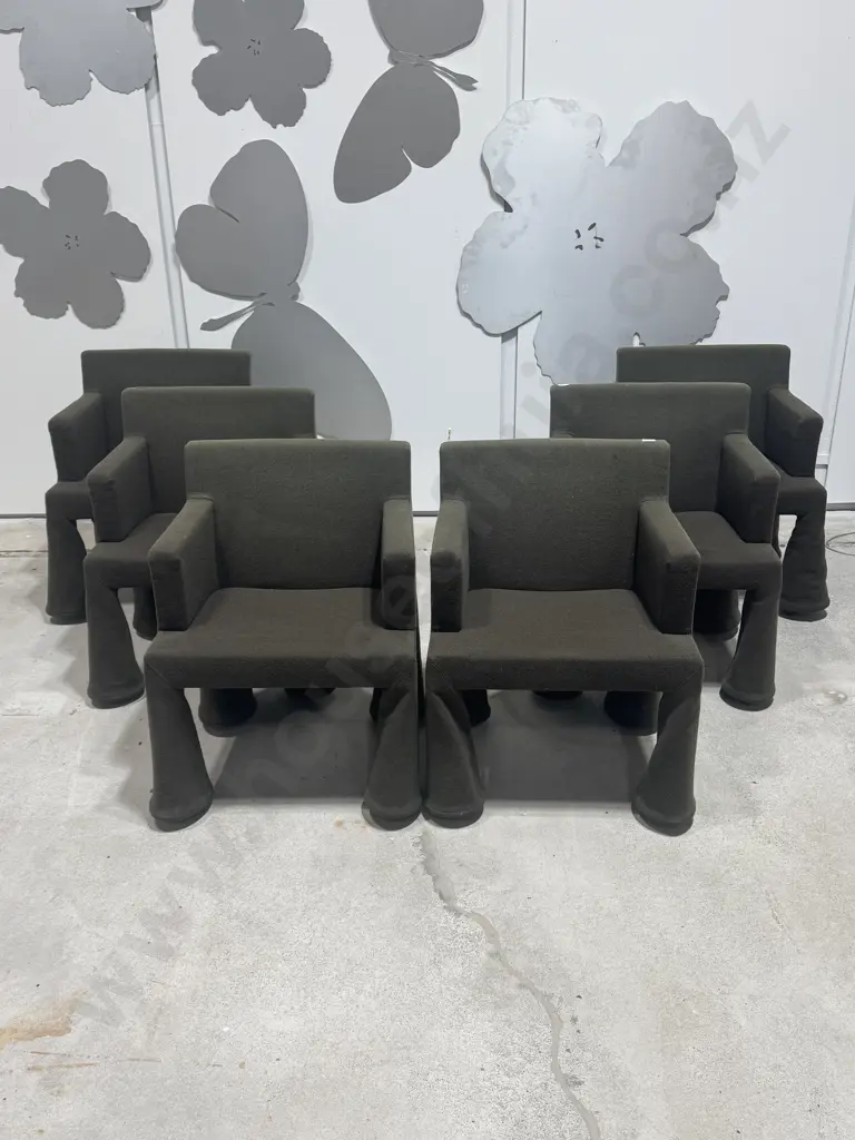 Set of Six Moooi VIP Chairs, Designed by Marcel Wanders, Wool Felt Upholstery & Flared Legs RRP $18,000 Image 1++