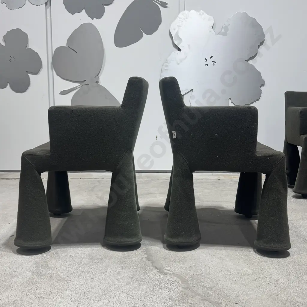 Set of Six Moooi VIP Chairs, Designed by Marcel Wanders, Wool Felt Upholstery & Flared Legs RRP $18,000 Image 1++