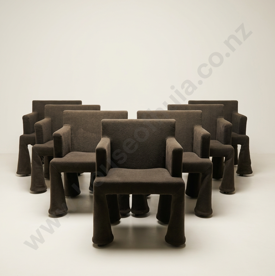 Set of Six Moooi VIP Chairs, Designed by Marcel Wanders, Wool Felt Upholstery & Flared Legs RRP $18,000 Image 1++