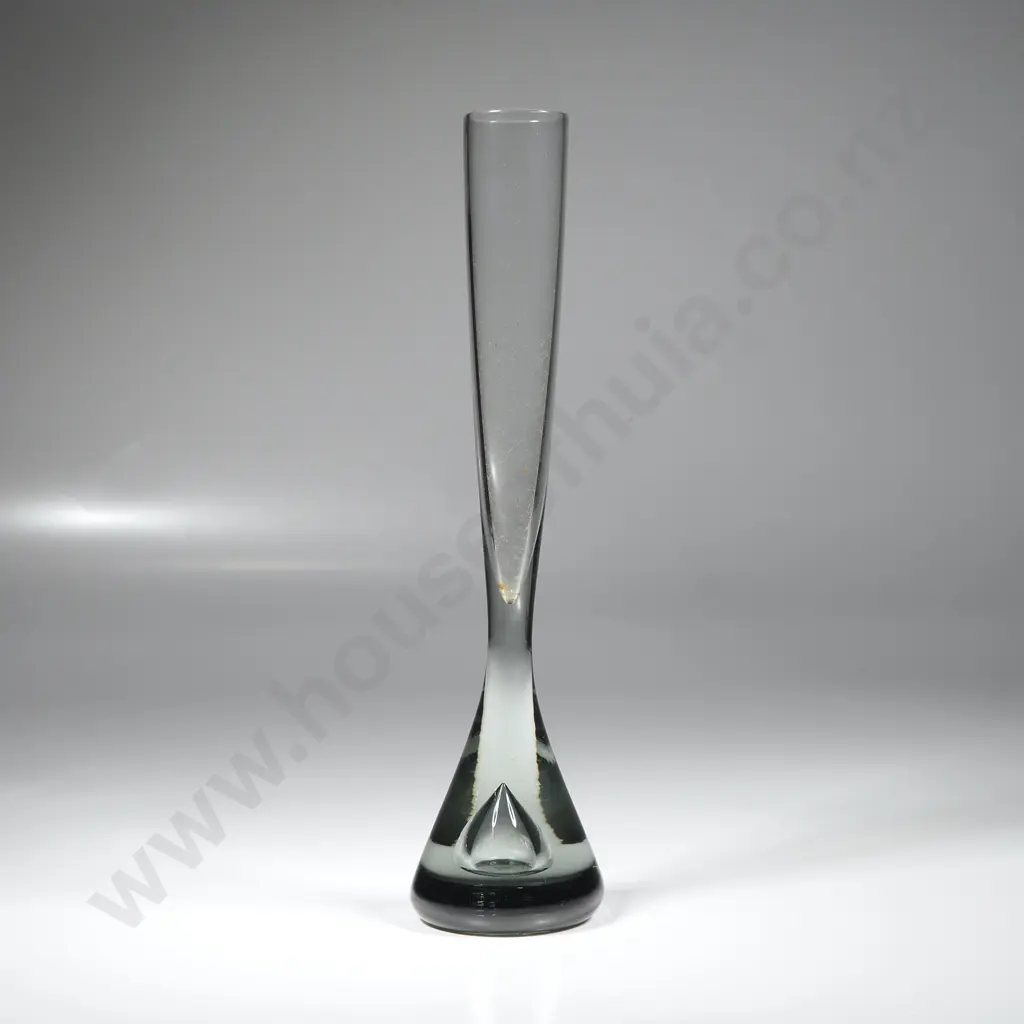 Vintage Whitefriars 'Teardrop' Bud Vase in a Smokey Grey Vase Image 1++