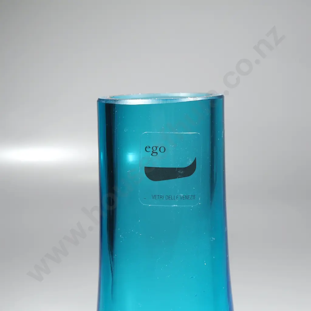 'Ego'  Italian Blue Glass w Clear Glass Base  'Vetri Delle Venezie' (Glass of Venice), Image 1++