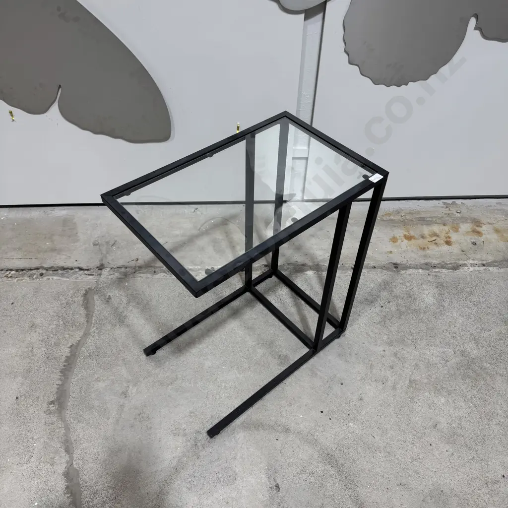Ikea Vittsjo Laptop Stand w Black Metal Frame & Clear Glass Top Image 1++