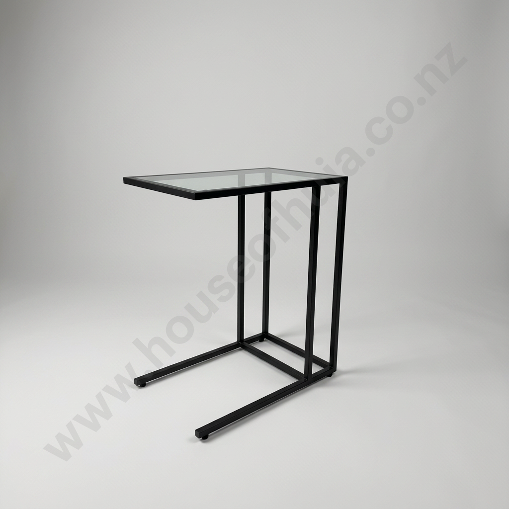Ikea Vittsjo Laptop Stand w Black Metal Frame & Clear Glass Top Image 1++