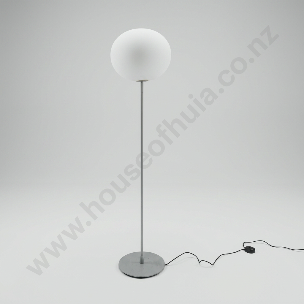 Flos Glo-Ball Floor Lamp with Hand-Blown Opaline Glass, Steel Base & Electronic Dimmer - Purchased from ECC RRP $2,500 Image 1++