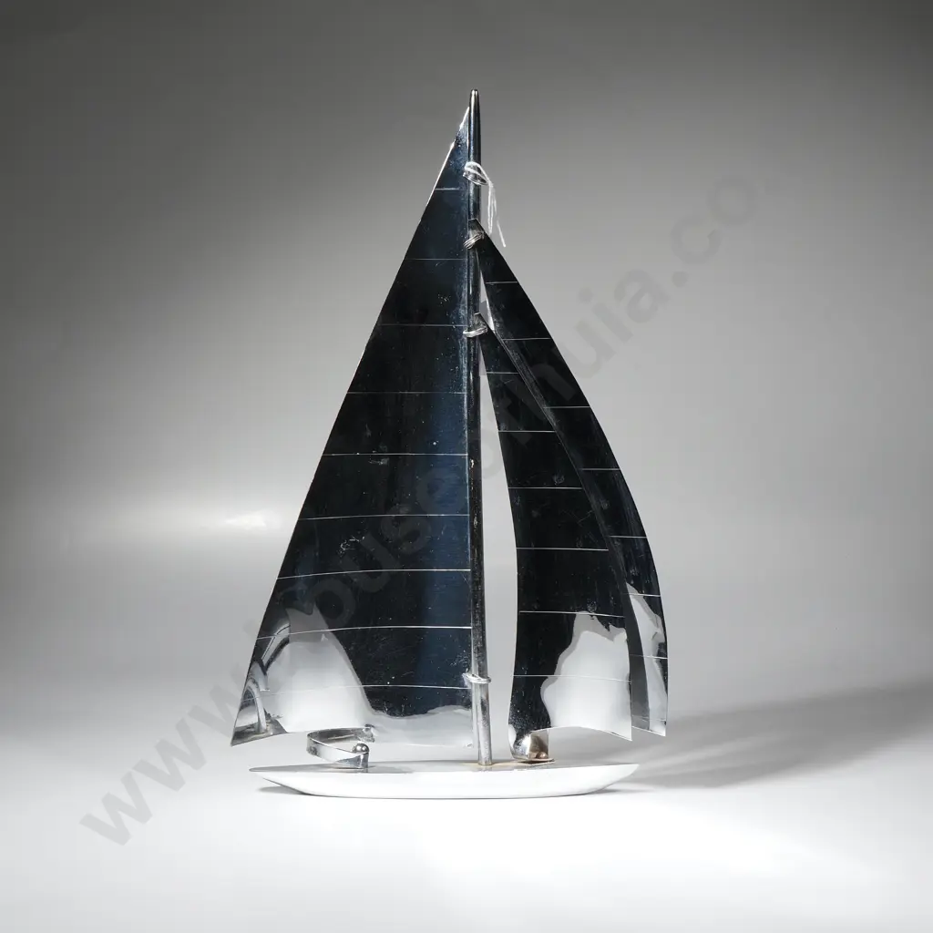 Art Deco Chrome Sailboat Stamped 534 to Base Image 1++