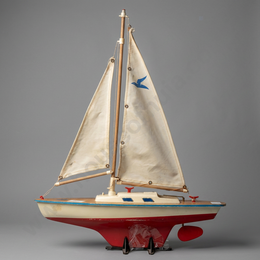 Vintage German Seifert- Boot Toy Sail Boat  - Circa 1960 Image 1++