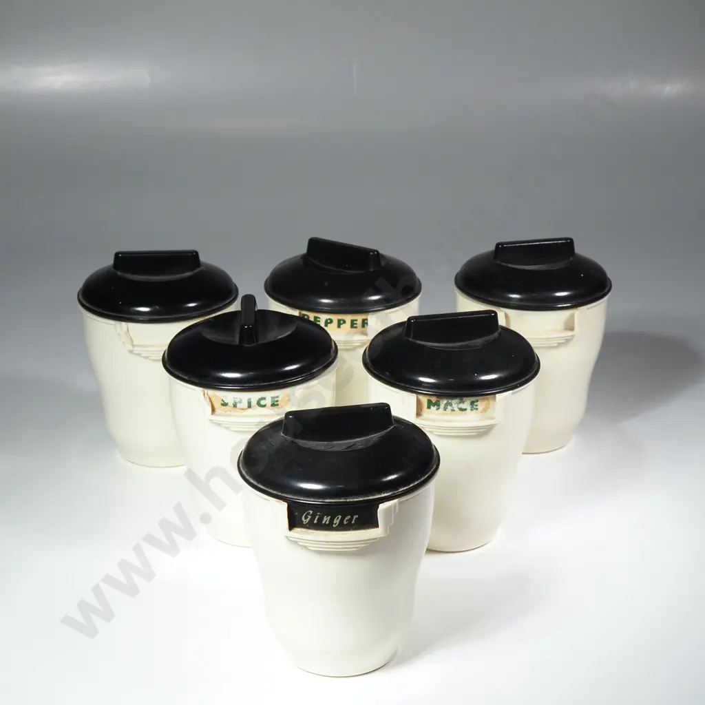 6 x Vintage Art Deco Bristolite Spice Containers Image 1++