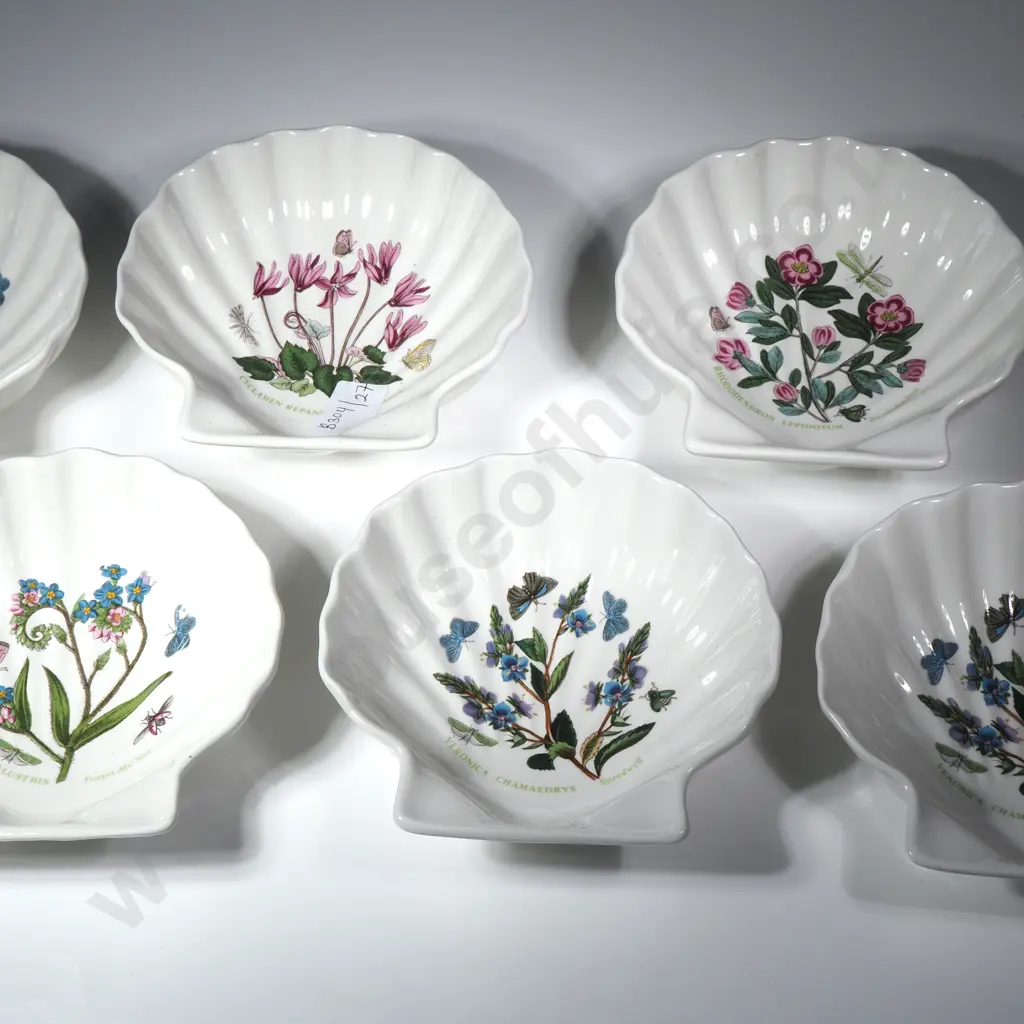 Seven Portmeirion Botanical Garden Scallop Shaped Small  Dishes in Various Designs Image 1++