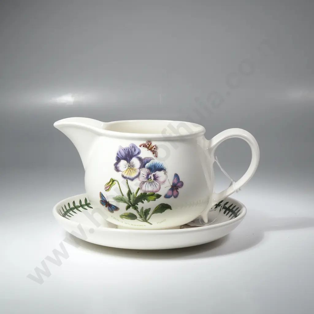 Portmeirion Botanic Garden Gravy Boat & Stand in the Pansy Pattern Image 1++