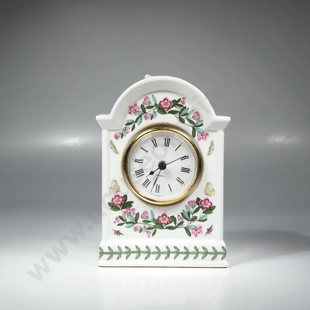 Portmeirion Botanic Garden Mantel Clock in the Rhododendron Pattern & w Brass Bezel Image 1++