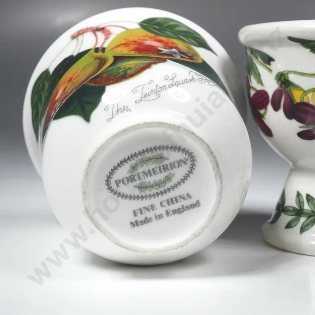 Portmeirion Pomona Ceramic Candleholder & Candle in the Pear Design & Three Botanical Garden Eggcups Image 1++