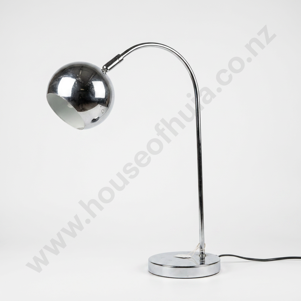 MCM Table Fair Eyeball  Chrome Plated Desk Lamp w Adjustable Head for Direct Lighting Image 1++