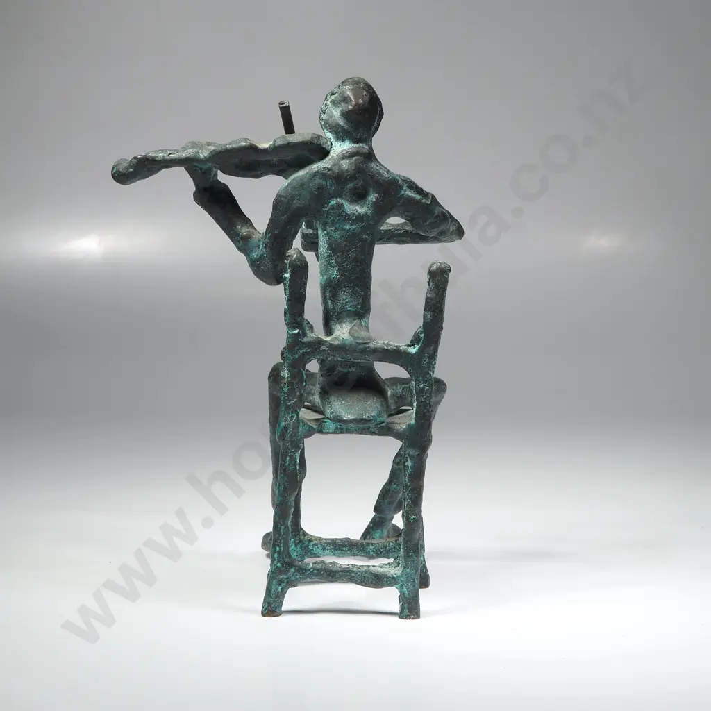 Abstract Metal Violinist Figure w added Patina Image 1++