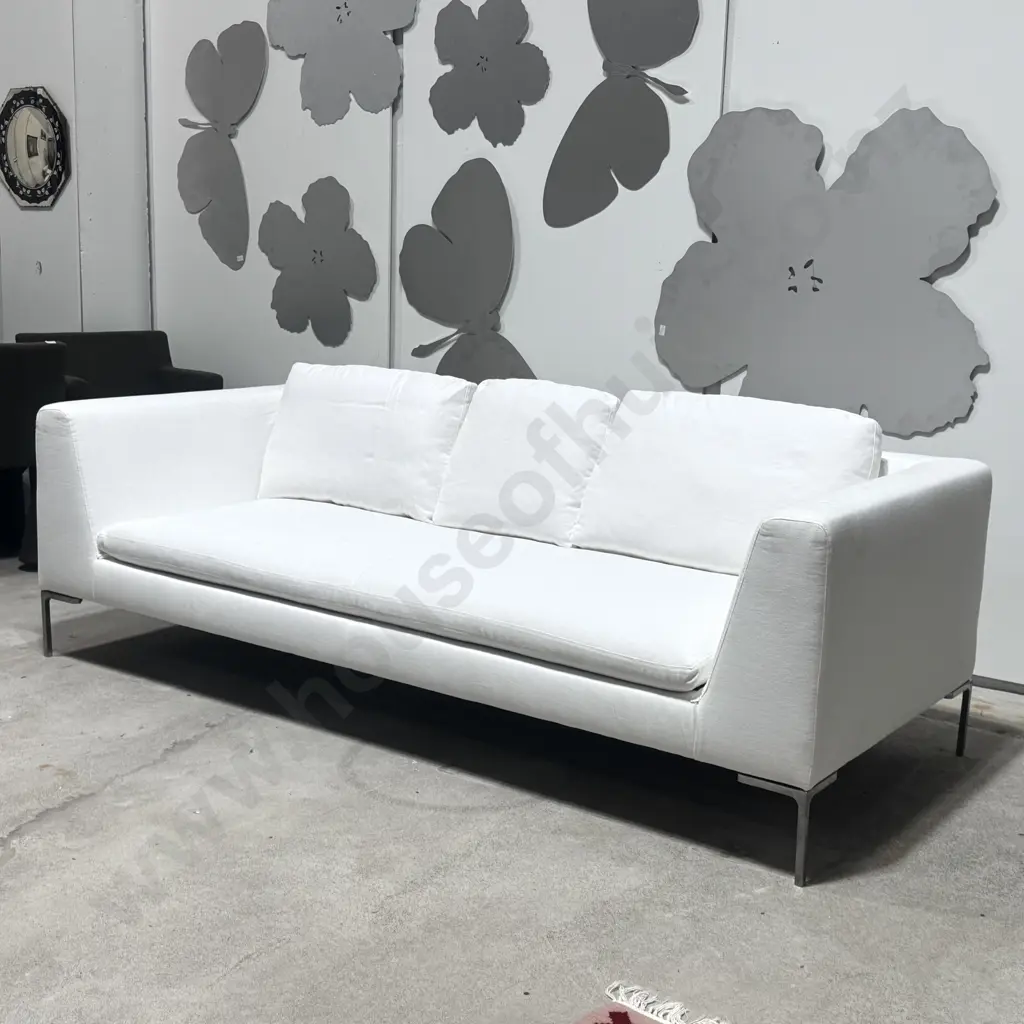 B&B Italia “Charles” Sofa, White Upholstery with Aluminium Inverted-L Feet - Purchased from Matisse RRP $19,500 Image 1++