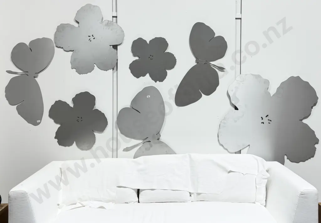 Wall Art  Consisting of Seven Aluminium Decals featuring Frangipani & Butterfly Cutouts Image 1++
