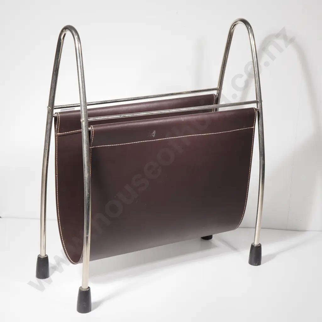 Contemporary Modern Chrome Magazine Rack Image 1++