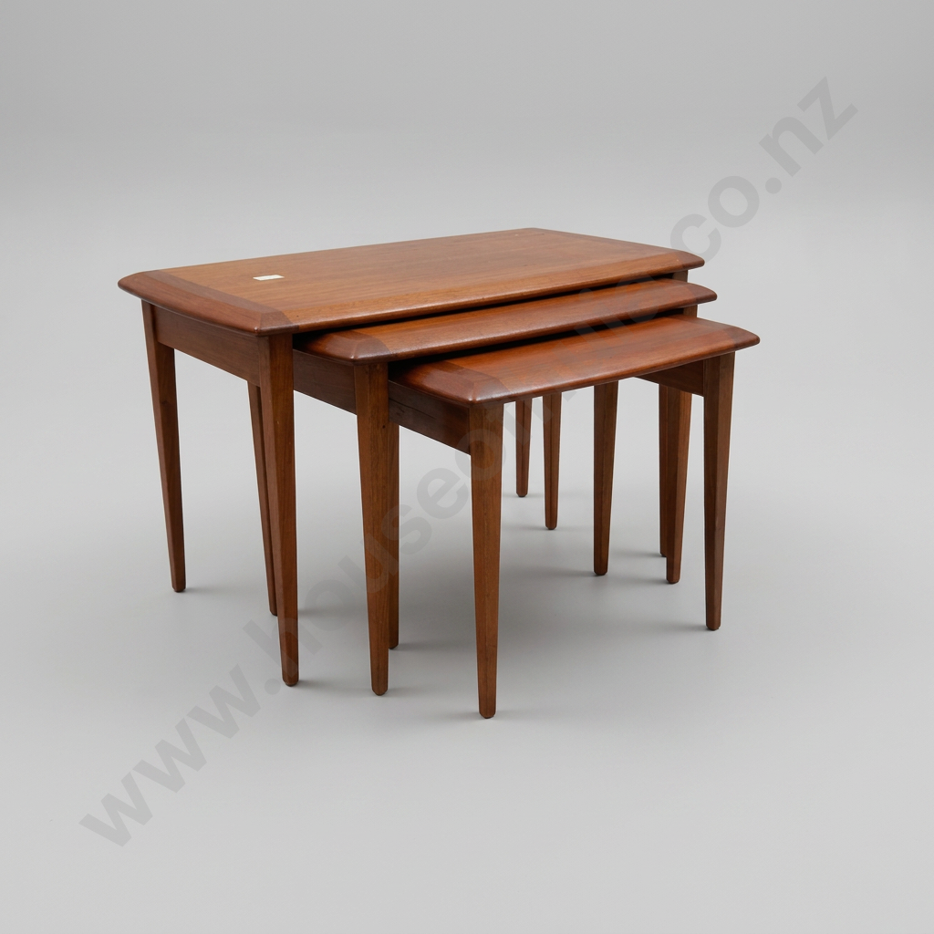 Mid Century NZ Jon Jansen Nest of Three Mahogany Coffee Tables Image 1++