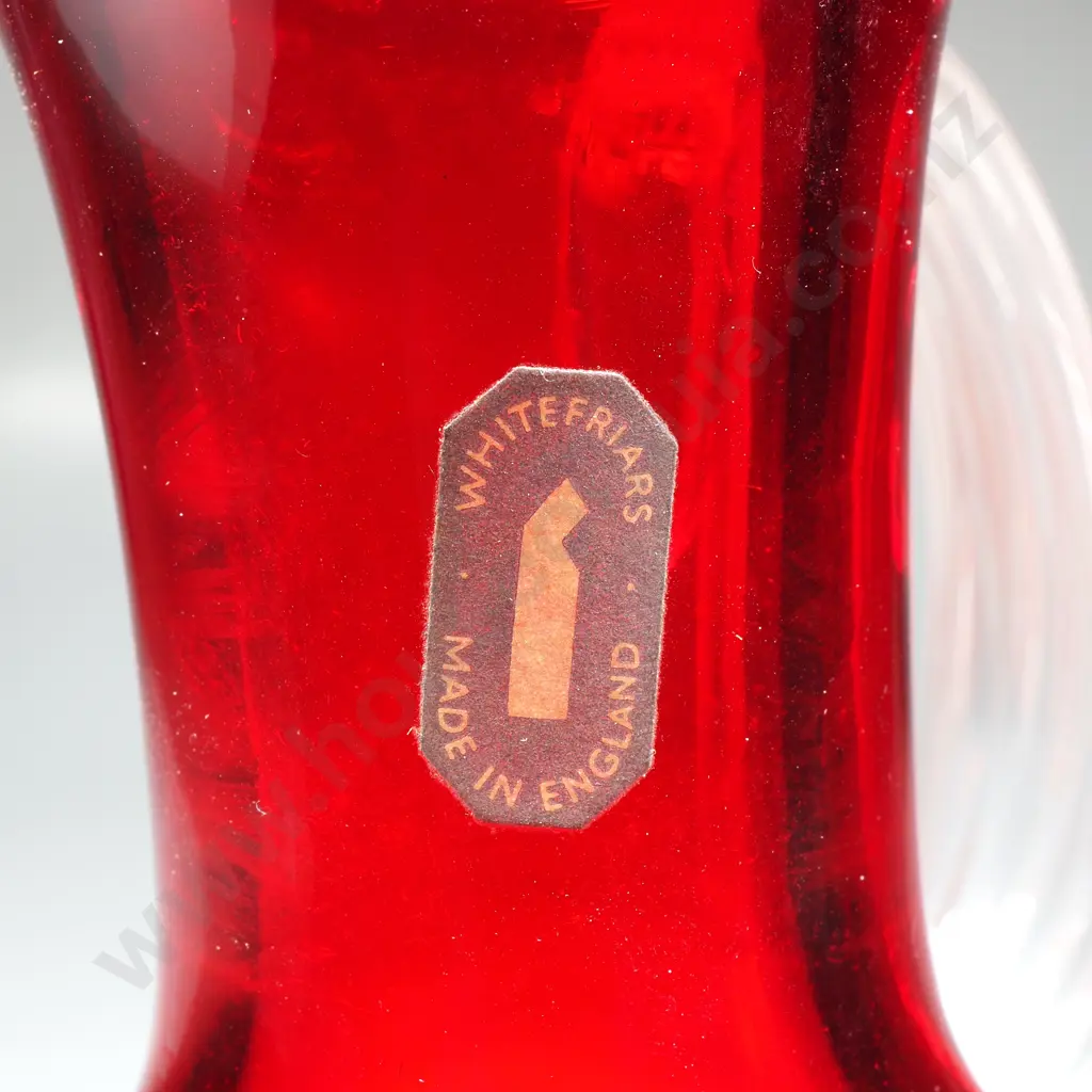 Vintage Whitefriars Glass ' Sparrow Beak Jug', w Label Image 1++