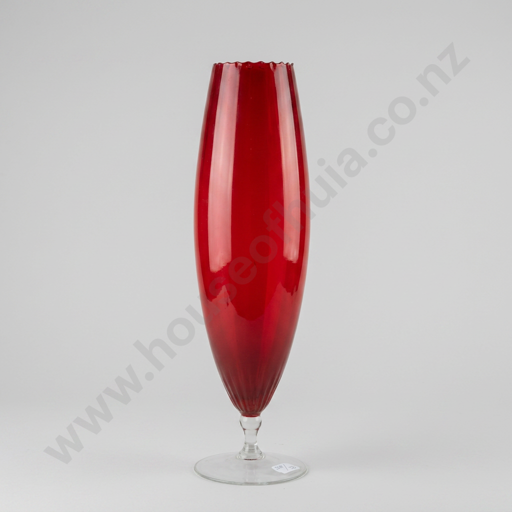 Extra Large Vintage Italian Empoli Ruby Red Vase Image 1++