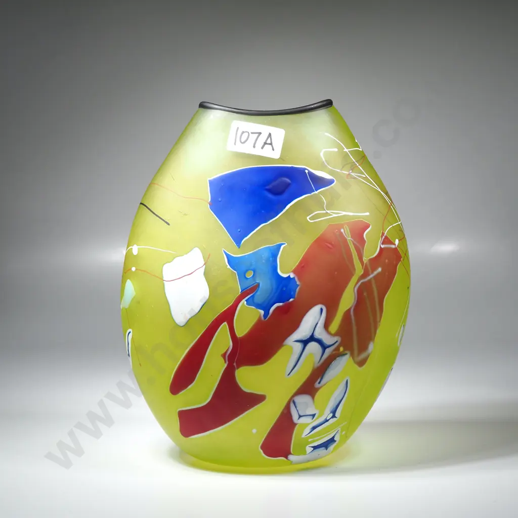 Keith Grinter - NZ 'Yellow Shard Glass Vase', Signed Image 1++