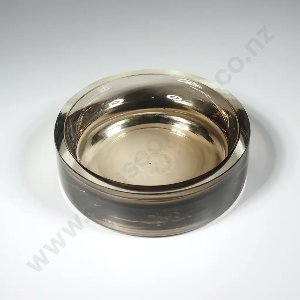 Small Round Smoke  Art  Glass Dish Image 1++