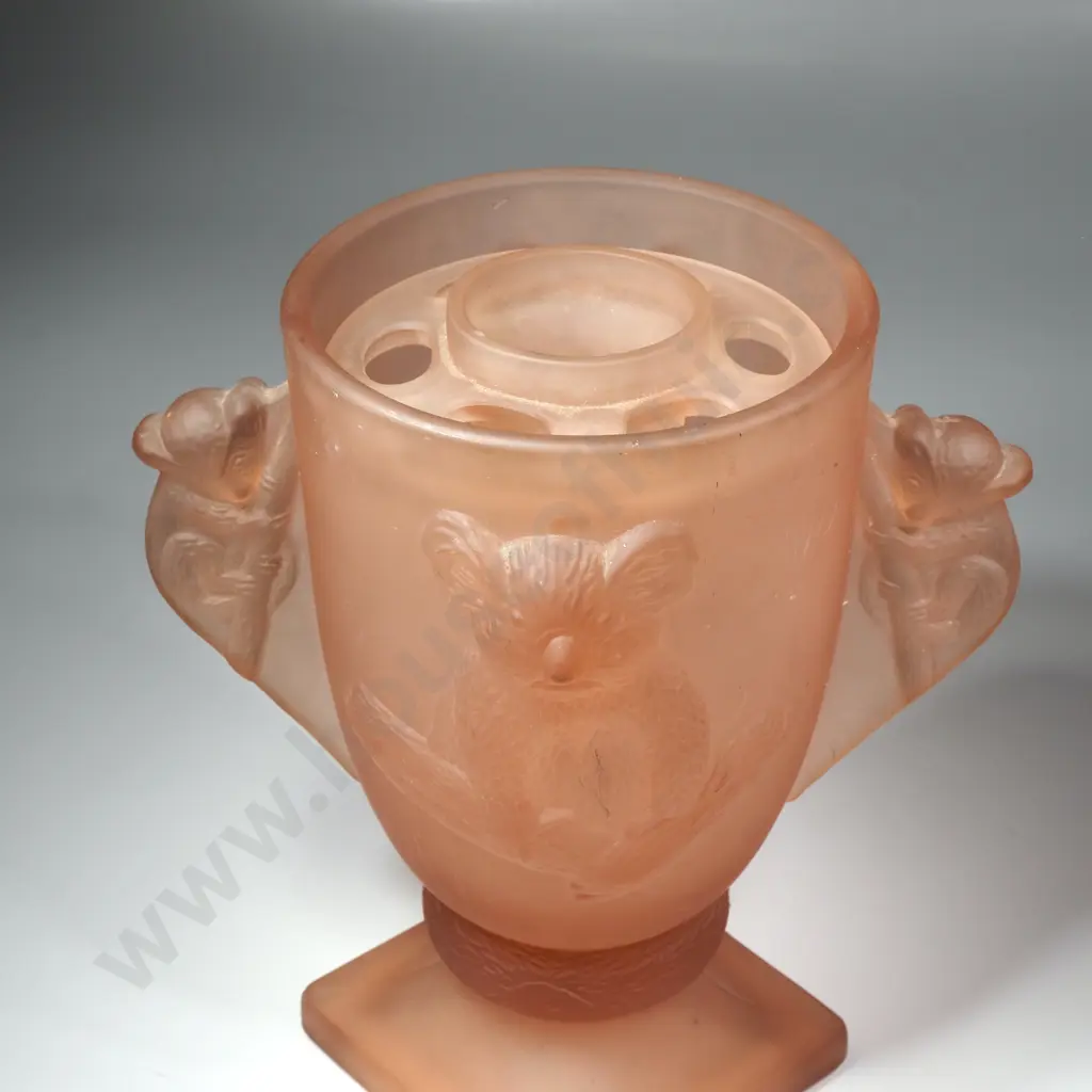 Unusual Pink Bagley Ware Koala Bear Vase Complete w Frog Image 1++