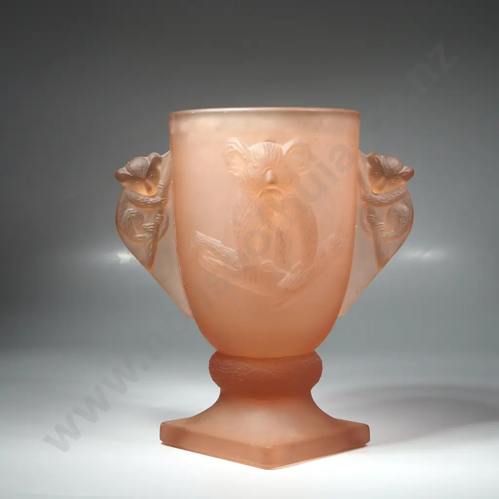 Unusual Pink Bagley Ware Koala Bear Vase Complete w Frog Image 1++