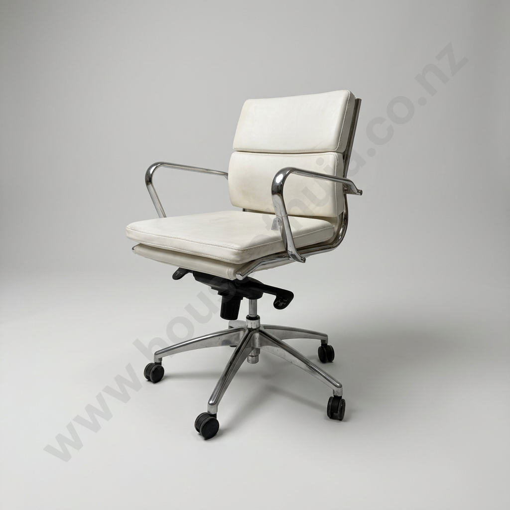 Eames Replica Mid Back Soft Pad Office In White Image 1++