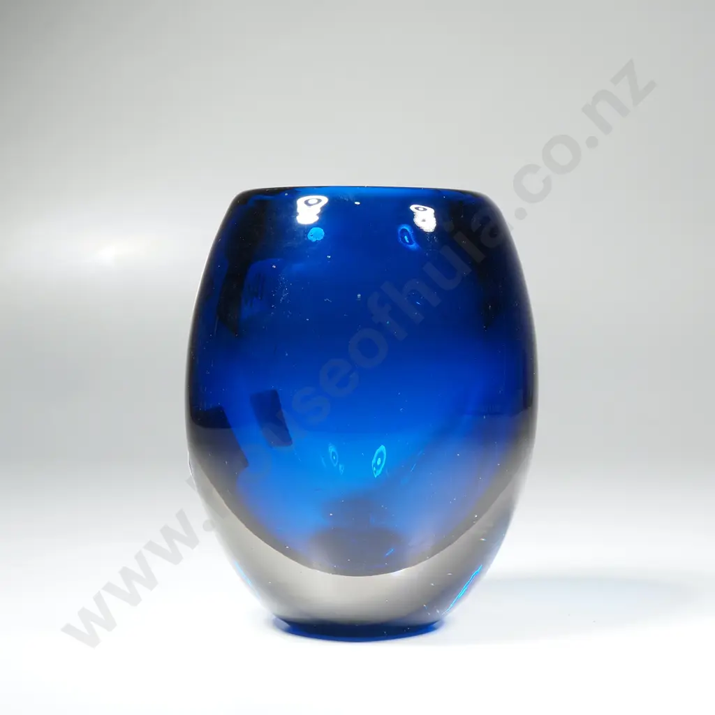 Cased Glass Cobalt Blue Ovoid Vase Image 1++
