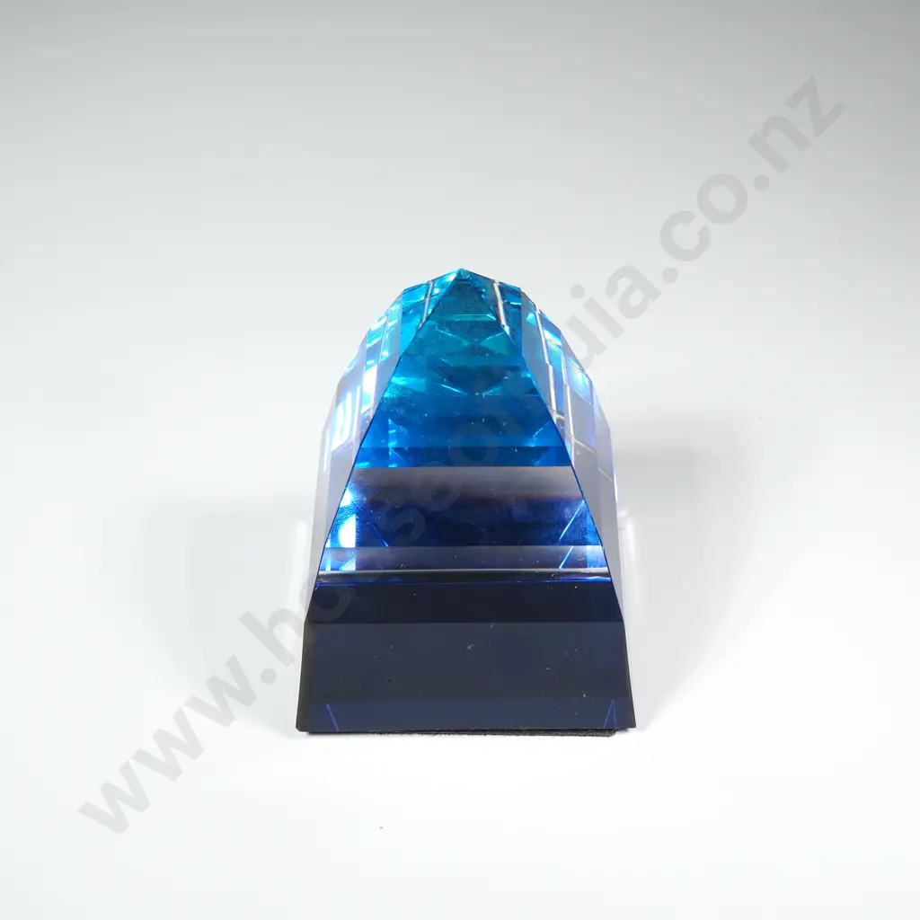 Vintage Swarovski Crystal Paperweight in Bermuda Blue , Known as the Pharaoh Pattern Image 1++