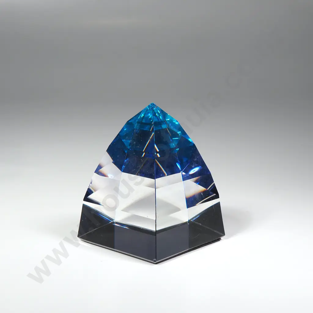 Vintage Swarovski Crystal Paperweight in Bermuda Blue , Known as the Pharaoh Pattern Image 1++