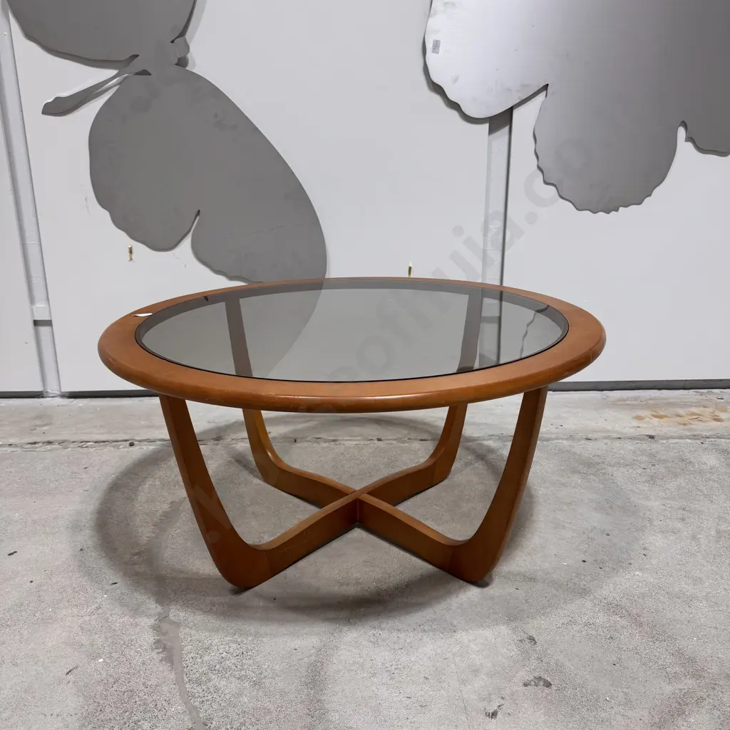 Mid Century Australian Kalmar Smoked Glass Atomic Coffee Table Image 1++