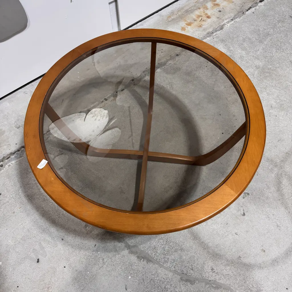 Mid Century Australian Kalmar Smoked Glass Atomic Coffee Table Image 1++