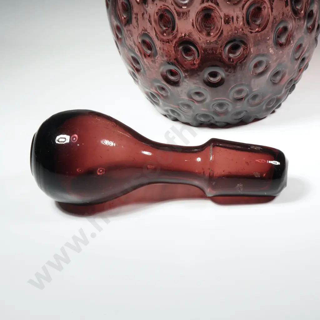 Vintage Amethyst MCM Italian Art Glass 'Genie' Bottle w Bubble Texture Image 1++