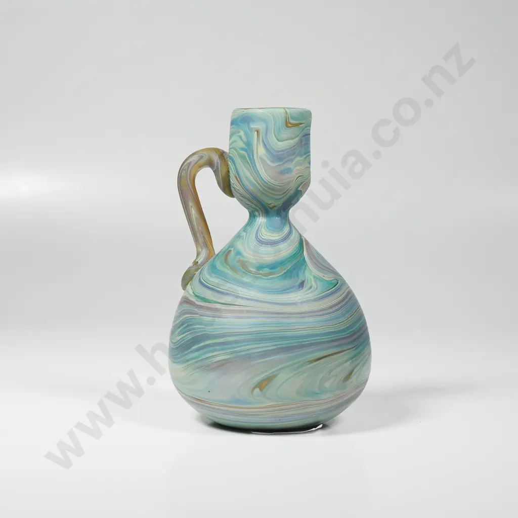 Small Phoenician Style Art Glass Vase w Swirling Marbled Pattern Image 1++