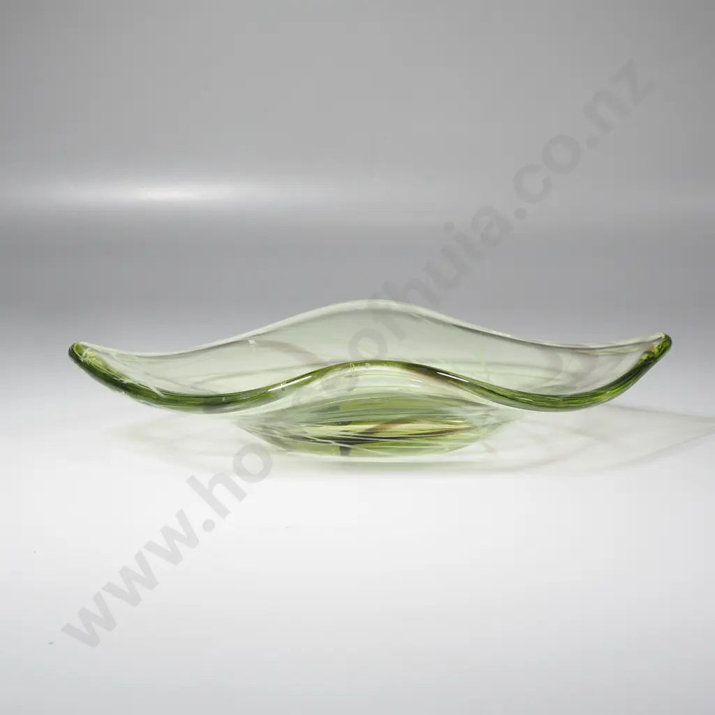 Vintage Flygsfors Sweden Art Glass Dish - Signed / Dated 1957 Image 1++