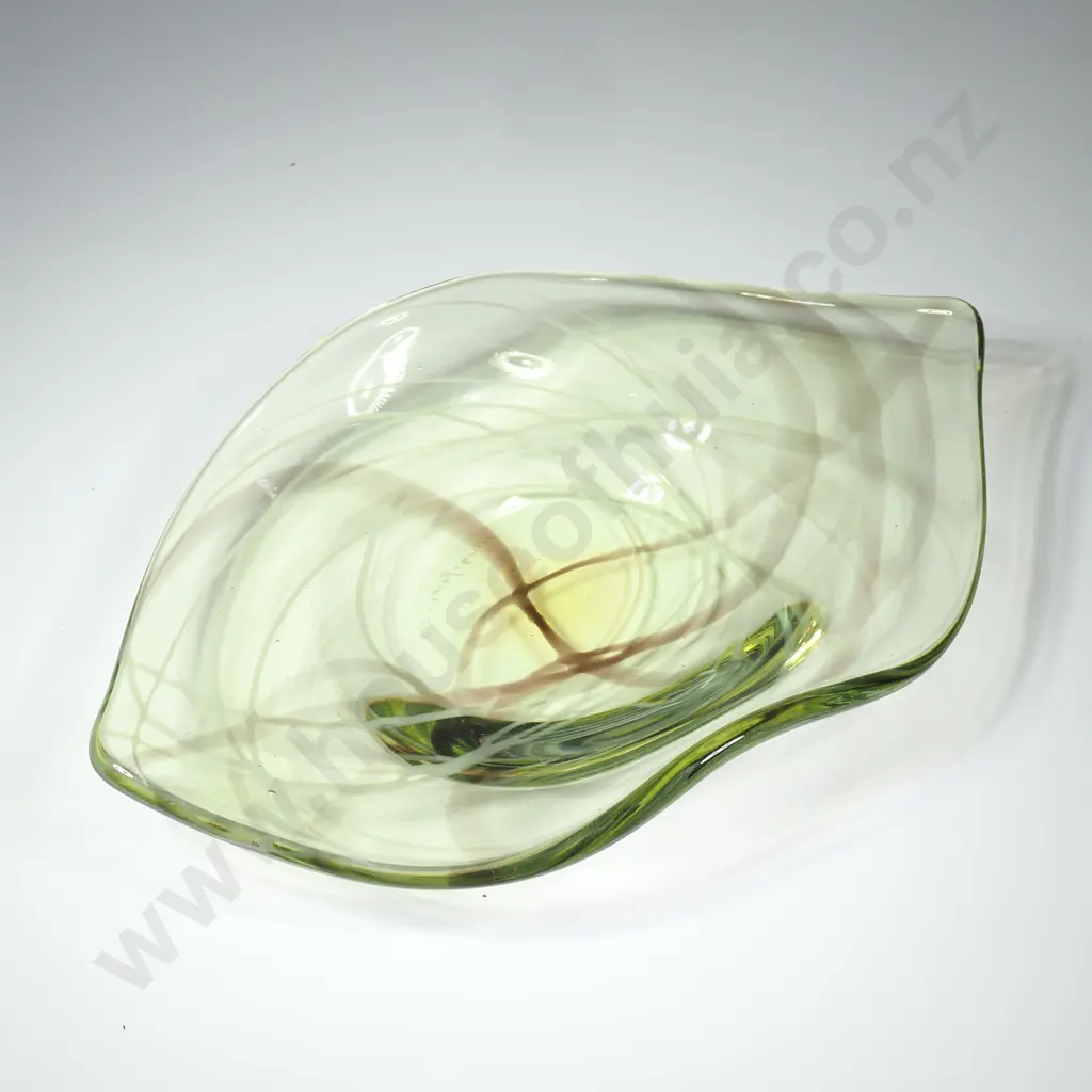Vintage Flygsfors Sweden Art Glass Dish - Signed / Dated 1957 Image 1++