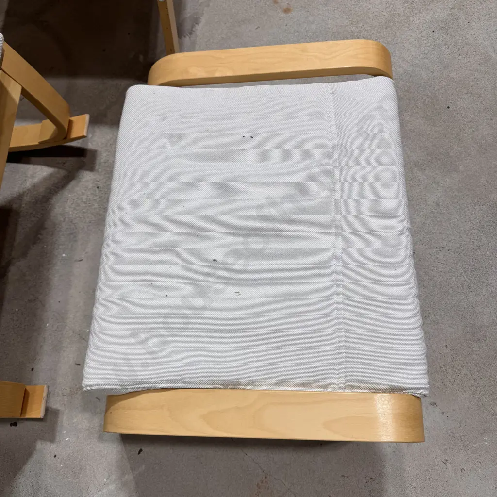 Pair of Poang Bentwood  Ikea Rocking Chairs & Footstools, Complete w Covers & Cushions Image 1++