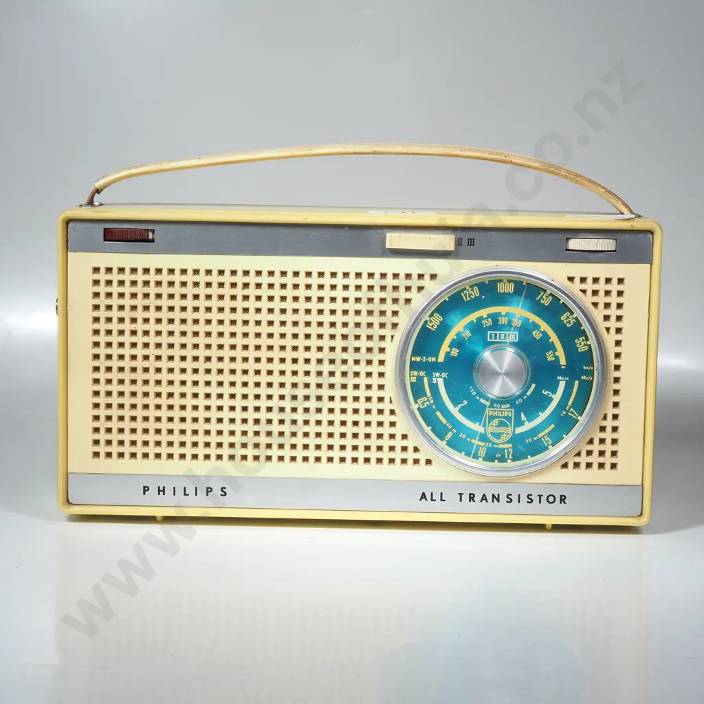 Mid Century Yellow Philips 'All Transistor' Portable Radio Image 1++