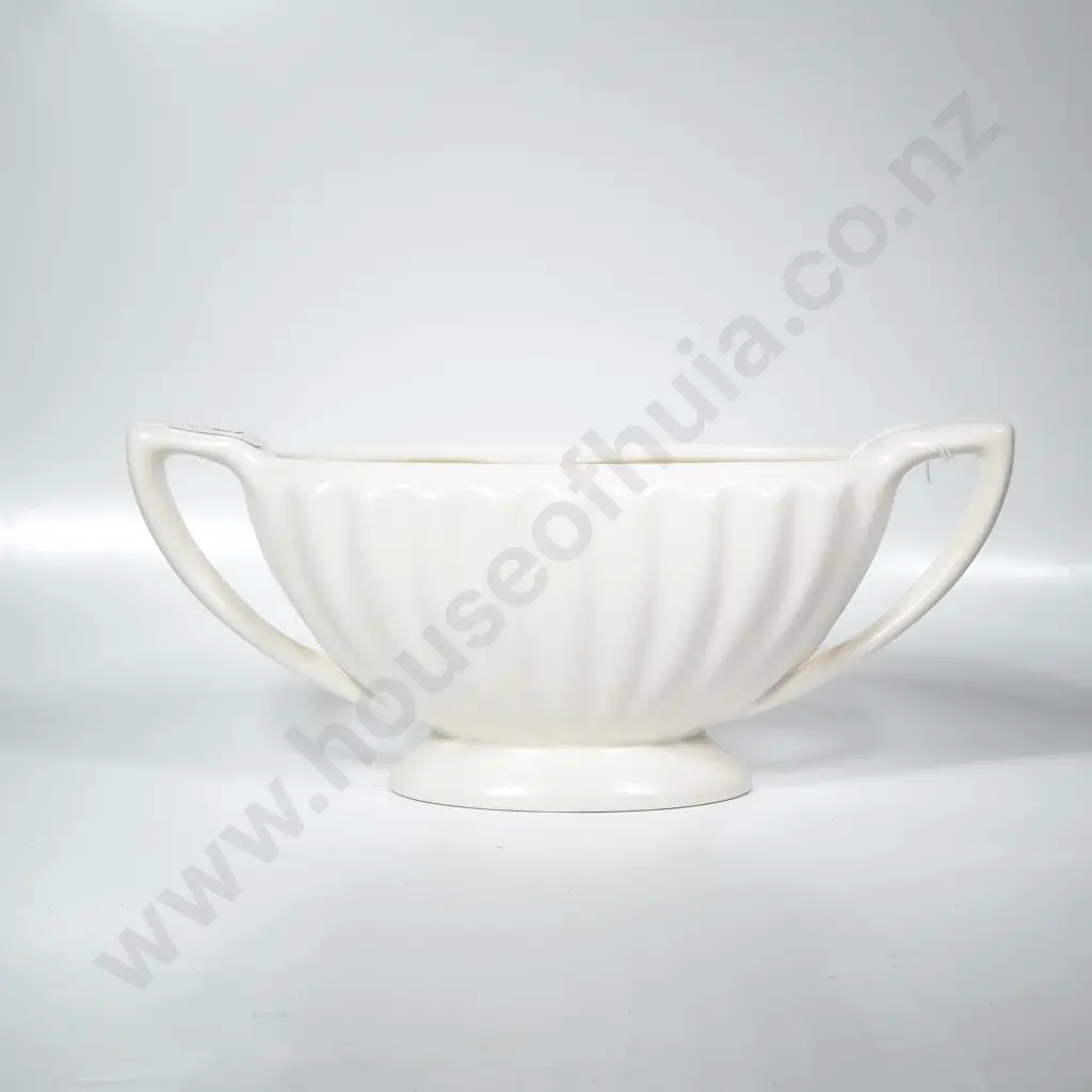 Ribbed Cream Dartmouth Double Handled Mantle Vase Image 1++