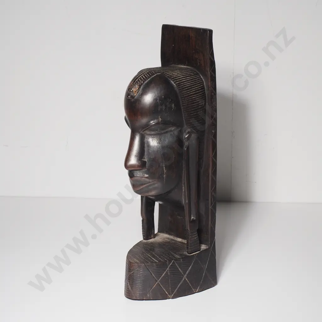Vintage African Tribal Ebony Wood Head Sculpture Image 1++
