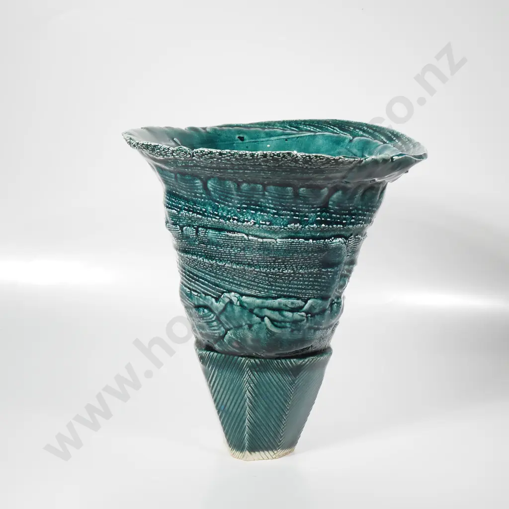 Christine Boswijk - Green Glazed, Highly Textured  Vessel, Pottery AF Image 1++